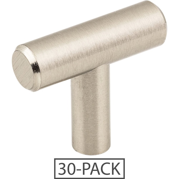 Elements 30-Pack of the 1-9/16" Overall Length Satin Nickel Naples Cabinet "T" Knob 40SN-30 - main